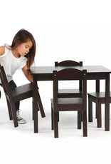 Kids Wooden Table with 4 Chairs - Dark Brown