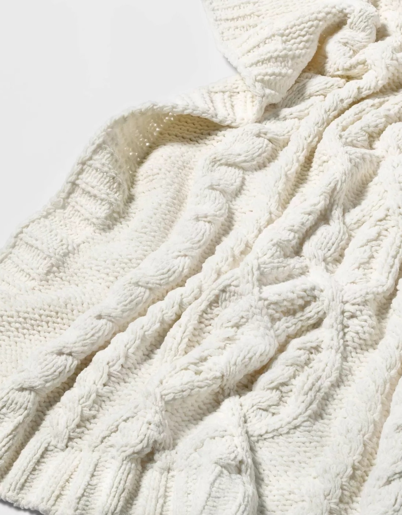 Threshold Cable Knit Throw Chenille - Cream