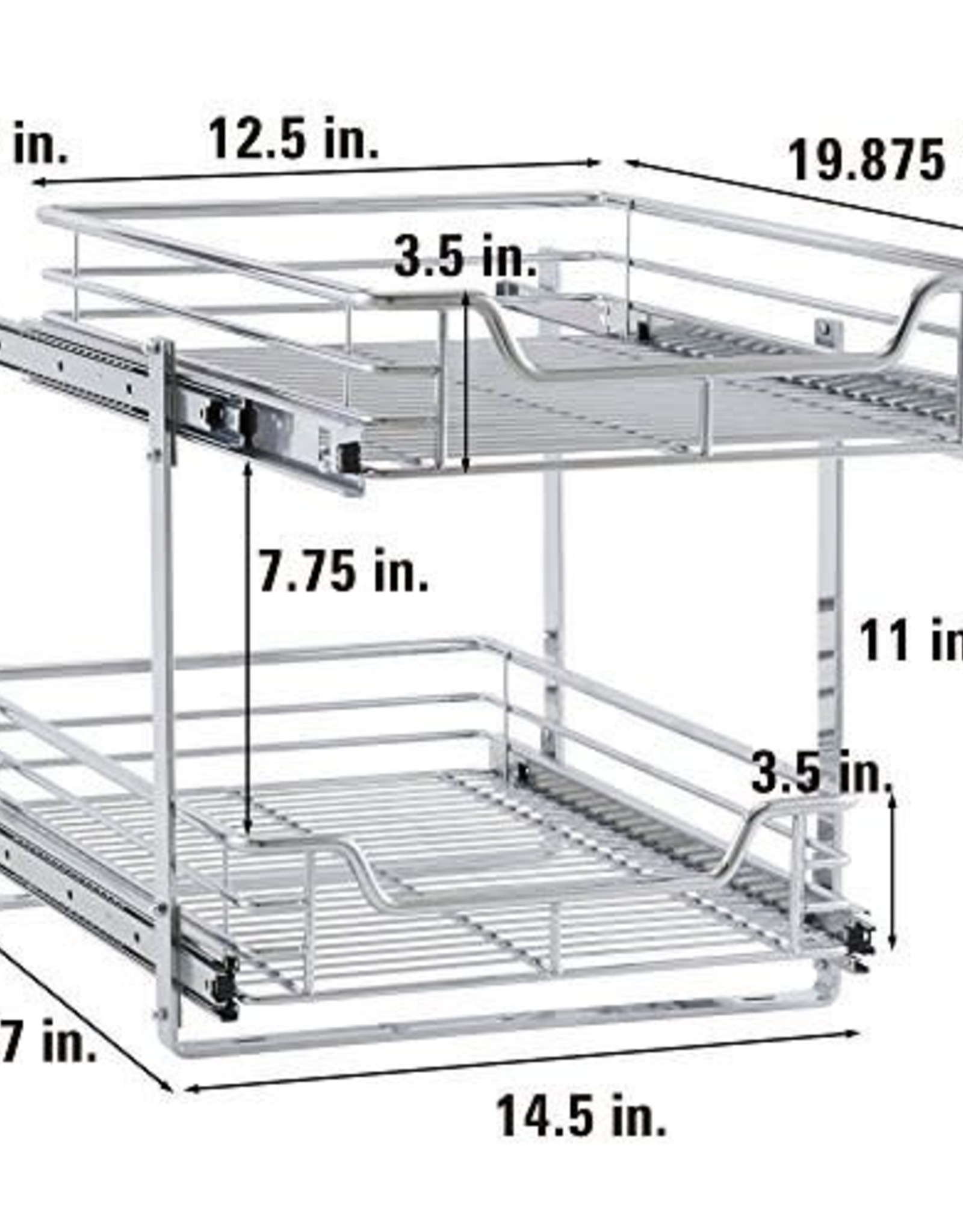 Household Essentials Glidez Standard 2-Tier Under Cabinet Sliding Organizer, Size: 14.5 in