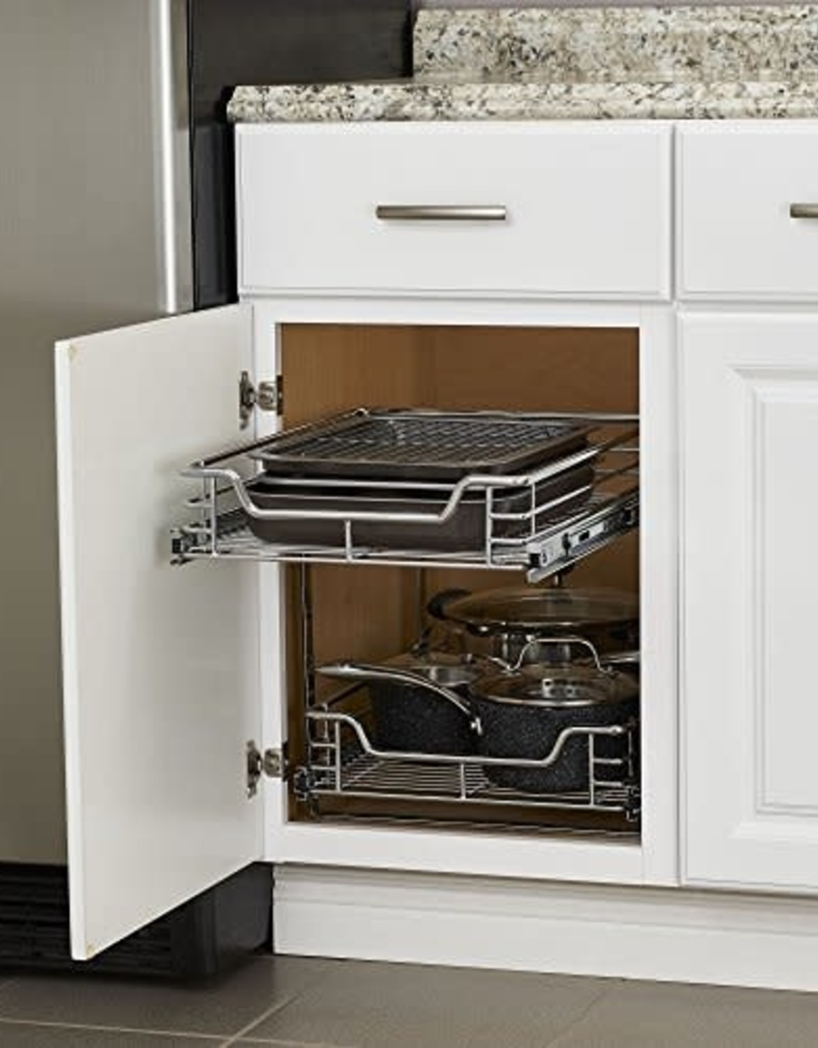 Household Essentials Glidez Standard 2-Tier Under Cabinet Sliding Organizer, Size: 14.5 in