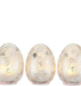 Set of (3) Illuminated Foiled Finish Glass Eggs by Valerie