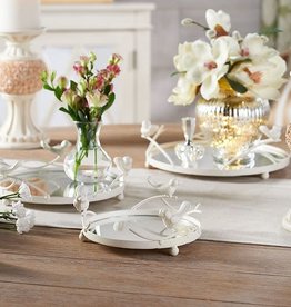 Set of 3 Mirrored Metal Trays w/ Bird Design by Valerie