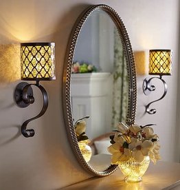 S/(2) 14" Metal Wall Sconces with Hurricanes and Microlights by Valerie