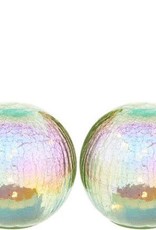 Set of (2)  Illuminated Iridescent Crackle Spheres w/Butterfly Sphere Holders by Valerie