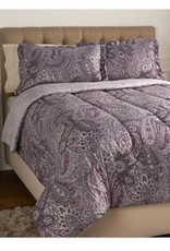 Purple, Teal, Green - Paisley Queen Size Reversible Comforter & Sham by Valerie