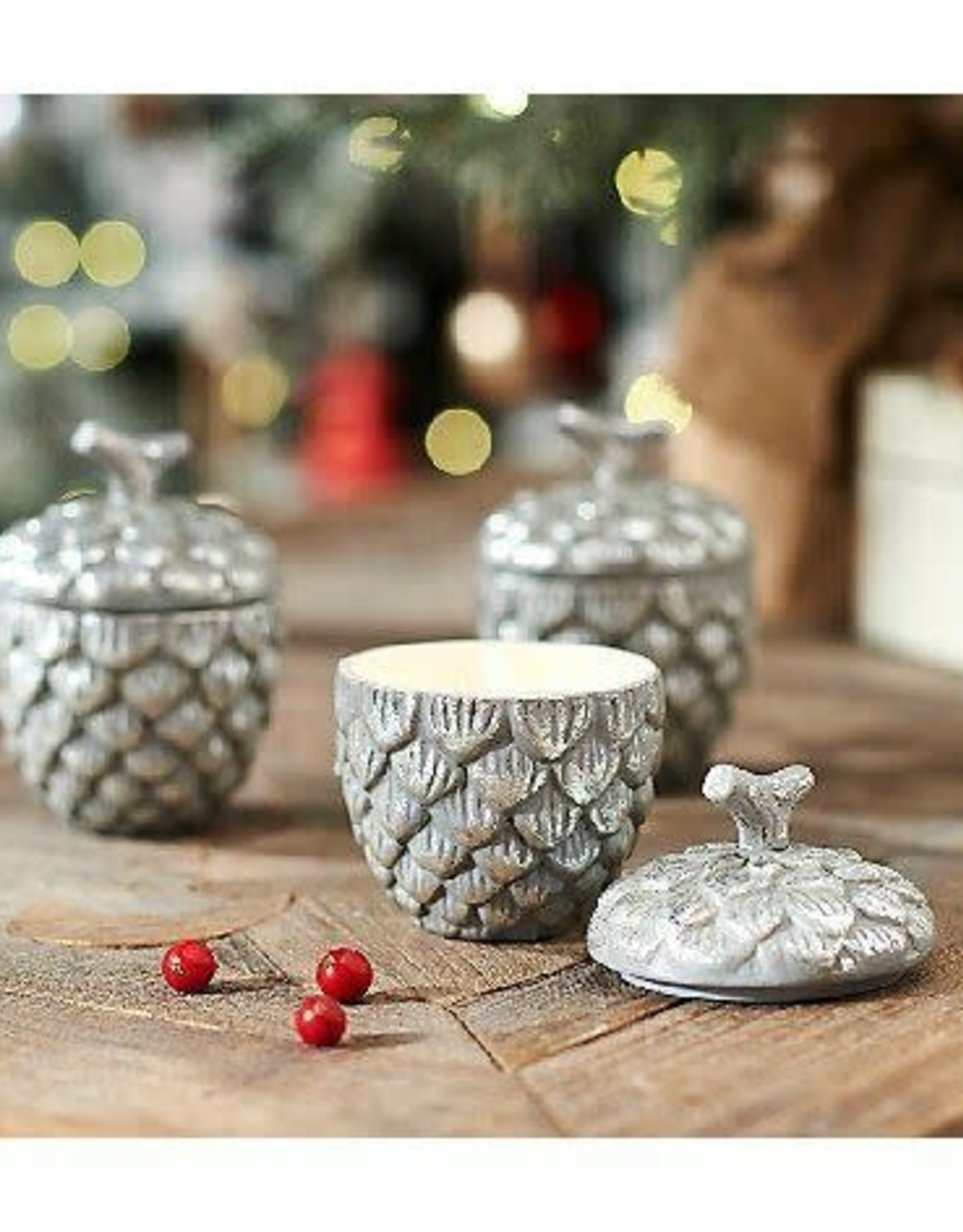 Set of 3 Silver Pine Cone Candles by Ellen DeGeneres