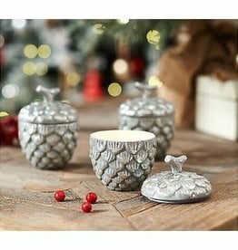 Set of 3 Silver Pine Cone Candles by Ellen DeGeneres