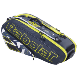 Babolat 2023 PURE AERO 6 Racket Bag - Grey/Yellow/White