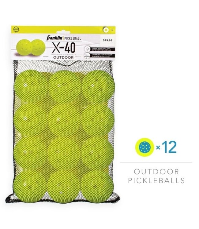 Franklin Sports Inc. Pickleball X-40 12 Pack Mesh Bag Optic