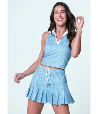 Lucky In Love Hip Fit Linen Stripe Tank W's