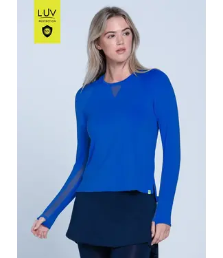 Lucky In Love High Low Breezy Long Sleeve Electric Blue