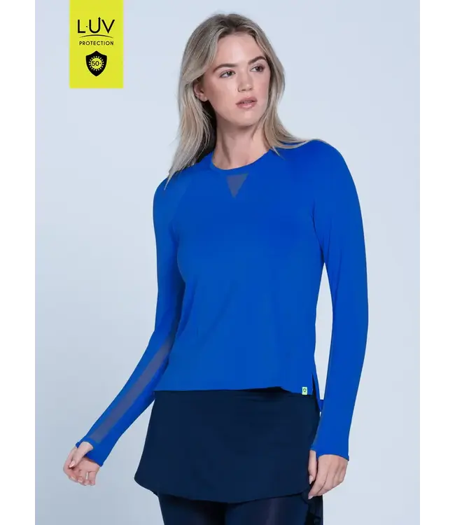 Lucky In Love High Low Breezy Long Sleeve Electric Blue