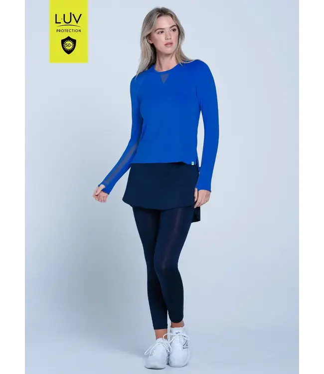 Lucky In Love High Low Breezy Long Sleeve Electric Blue