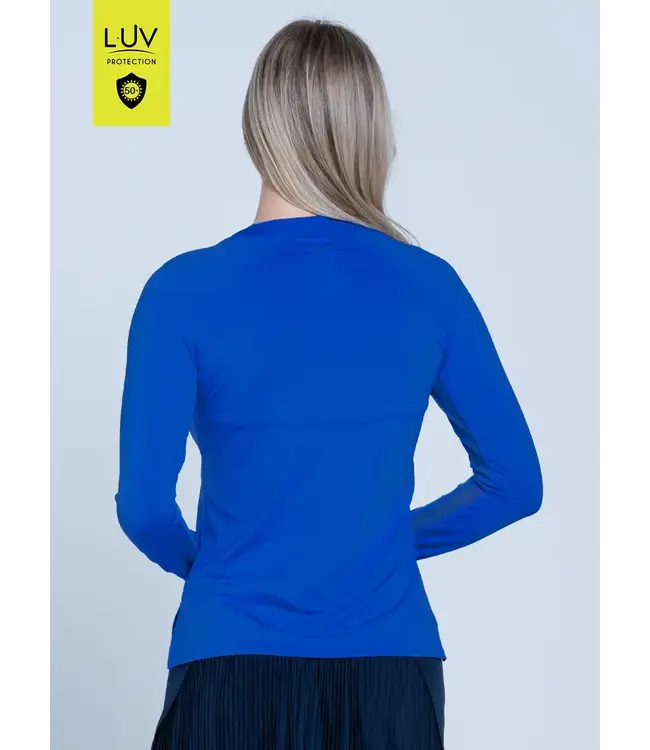 Lucky In Love High Low Breezy Long Sleeve Electric Blue