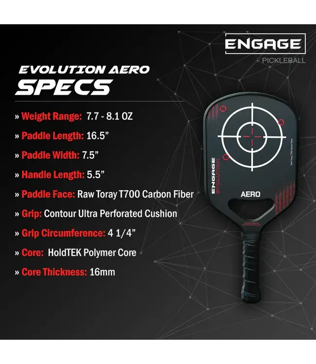 Engage Pickleball Aero Raw Toray T700 Hybrid