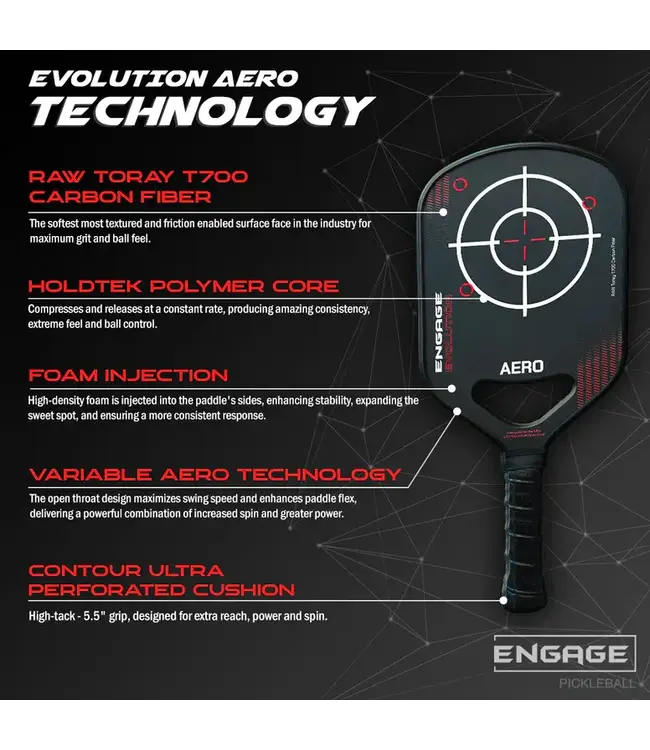 Engage Pickleball Aero Raw Toray T700 Hybrid