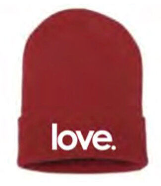 Beanie Embroidered Love Red