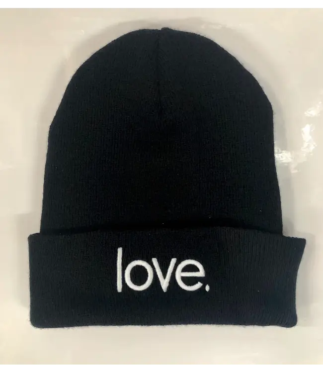 Beanie Embroidered Love Black