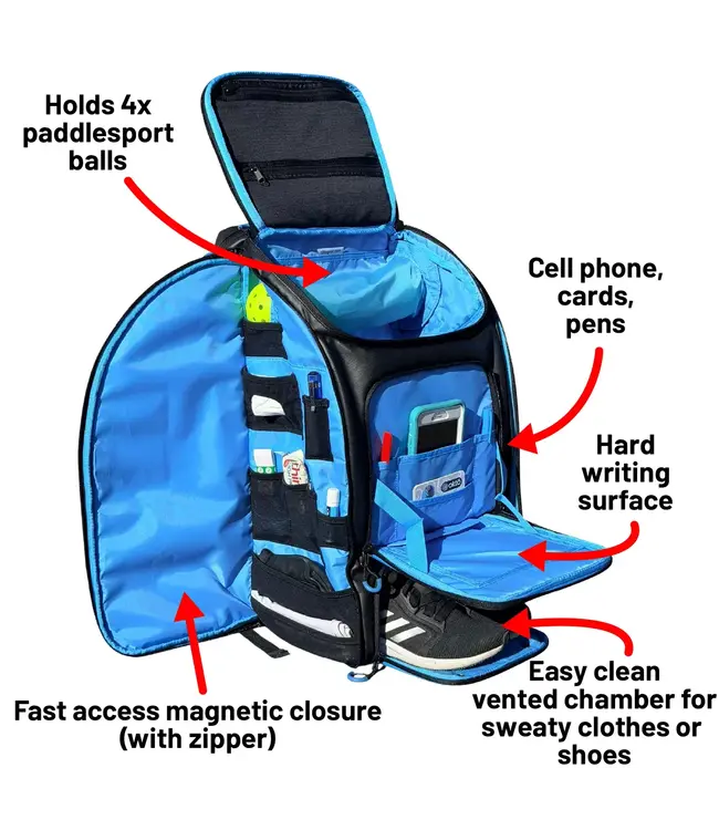 oktō Pro Elite Ultimate Paddle Sport Backpack Black & Blue