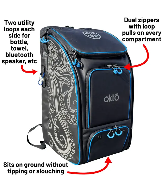 oktō Pro Elite Ultimate Paddle Sport Backpack Black & Blue