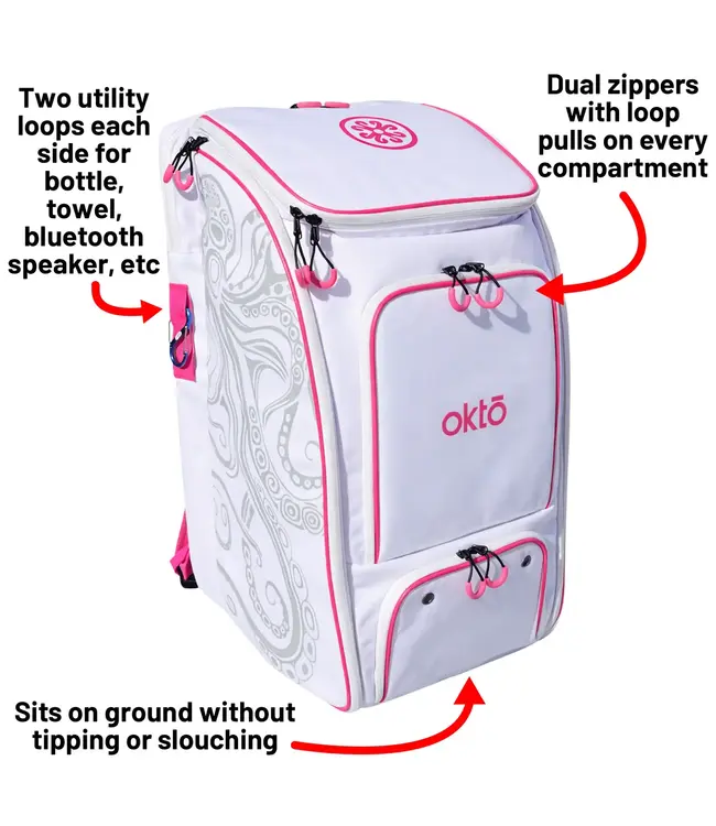 oktō Pro Elite Ultimate Paddle Sport Backpack White & Pink