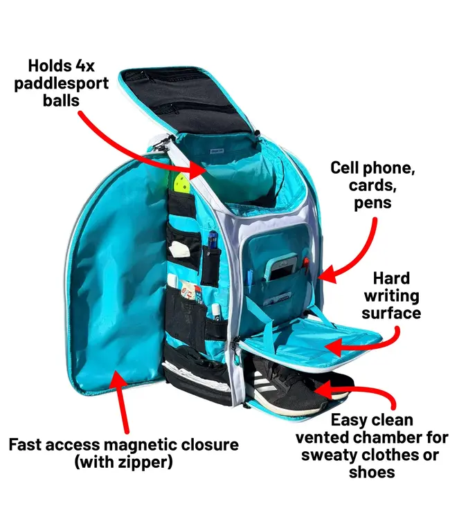 oktō Pro Elite Ultimate Paddle Sport Backpack White & Teal