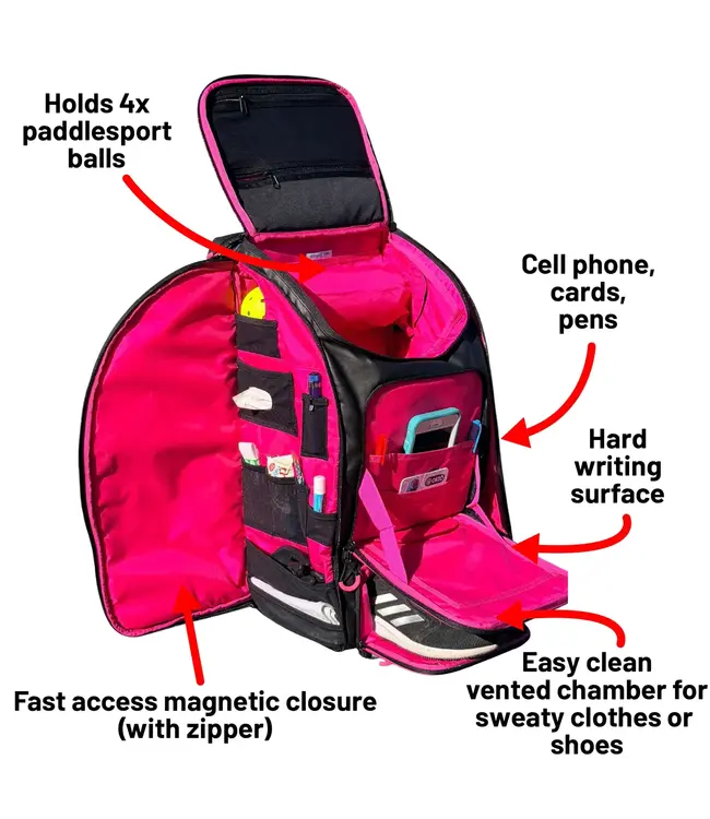 oktō Pro Elite Ultimate Paddle Sport Backpack Black & Pink