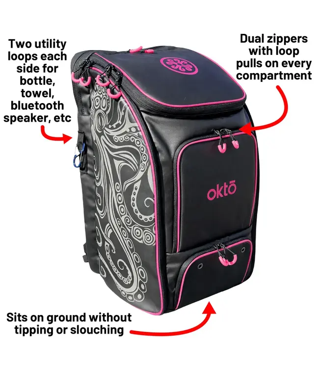 oktō Pro Elite Ultimate Paddle Sport Backpack Black & Pink