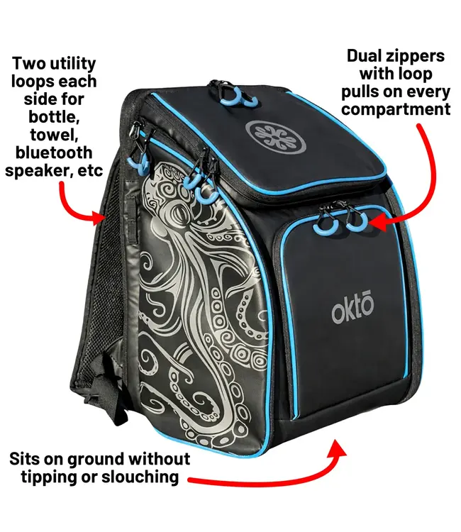 oktō Rec Lite Ultimate Paddle Sport Backpack Black & Blue