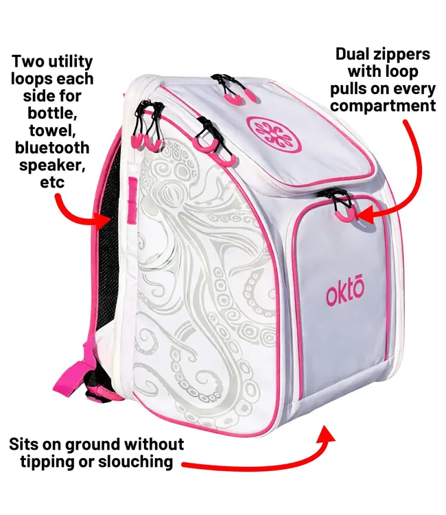 oktō Rec Lite Ultimate Paddle Sport Backpack White & Pink