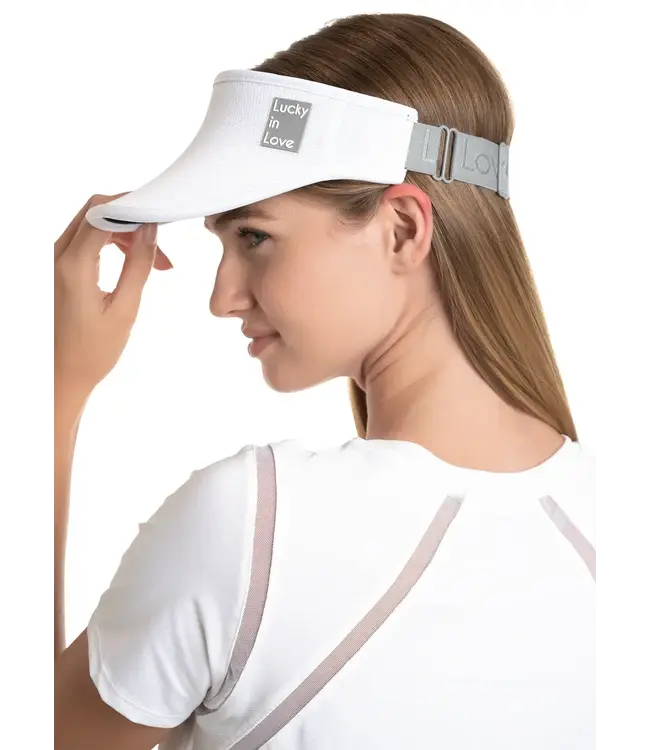 Lucky In Love Lucky Logo Stretch Visor White