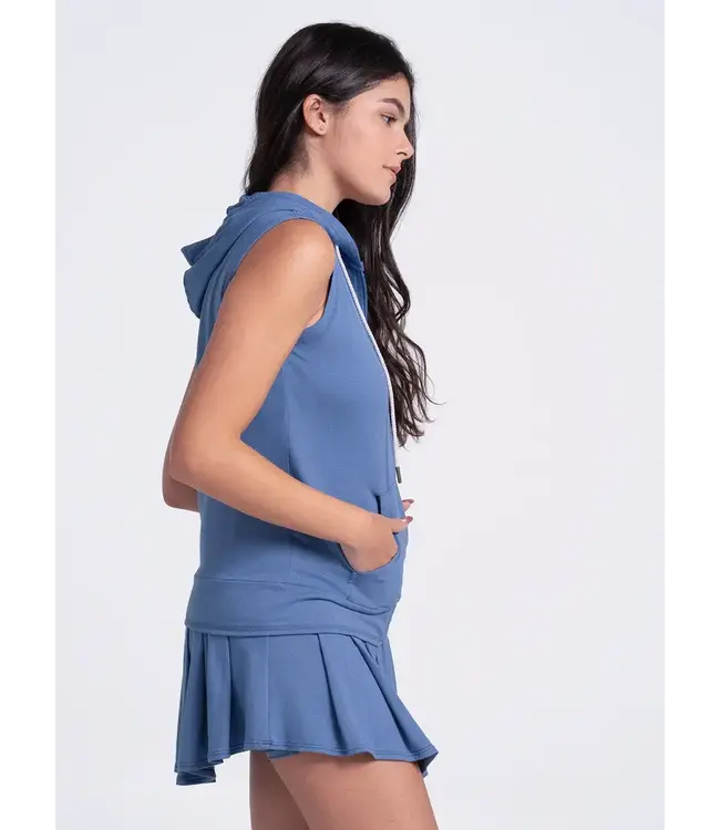 Lucky In Love Lucky Day Hoodie Vest Steel Blue W's