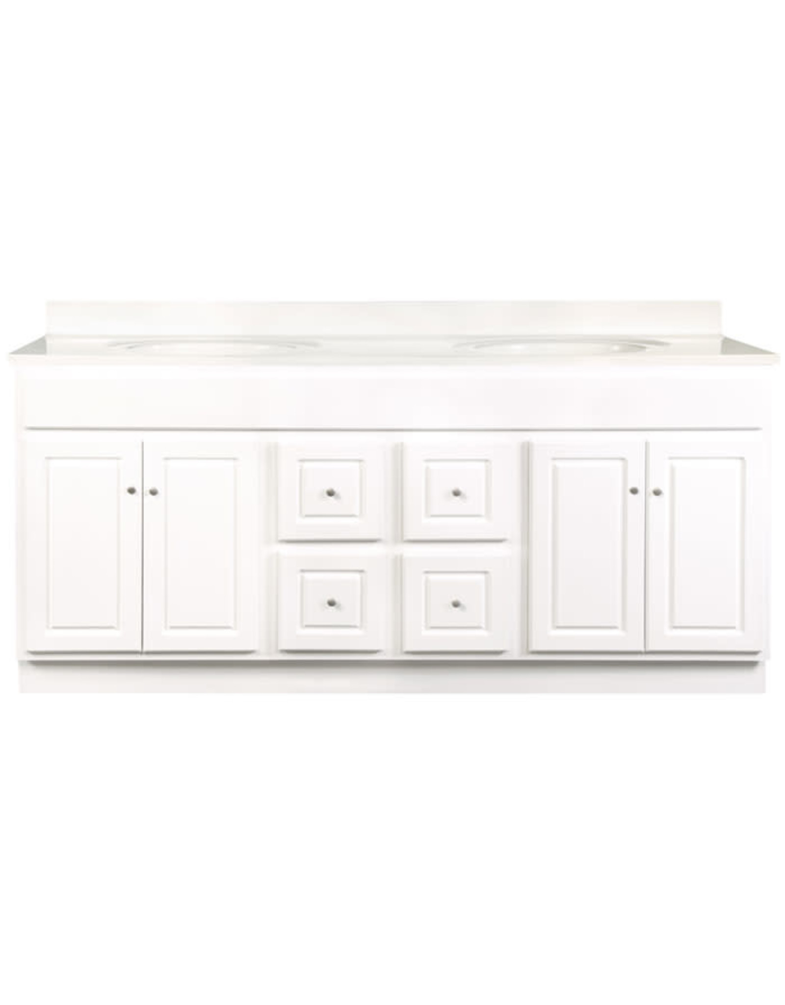 BKS Glossy White Vanity Cabinet 72"W x 21"D x 34 ½"H - 4 Doors, 4 Dra (Center), Top Blank††