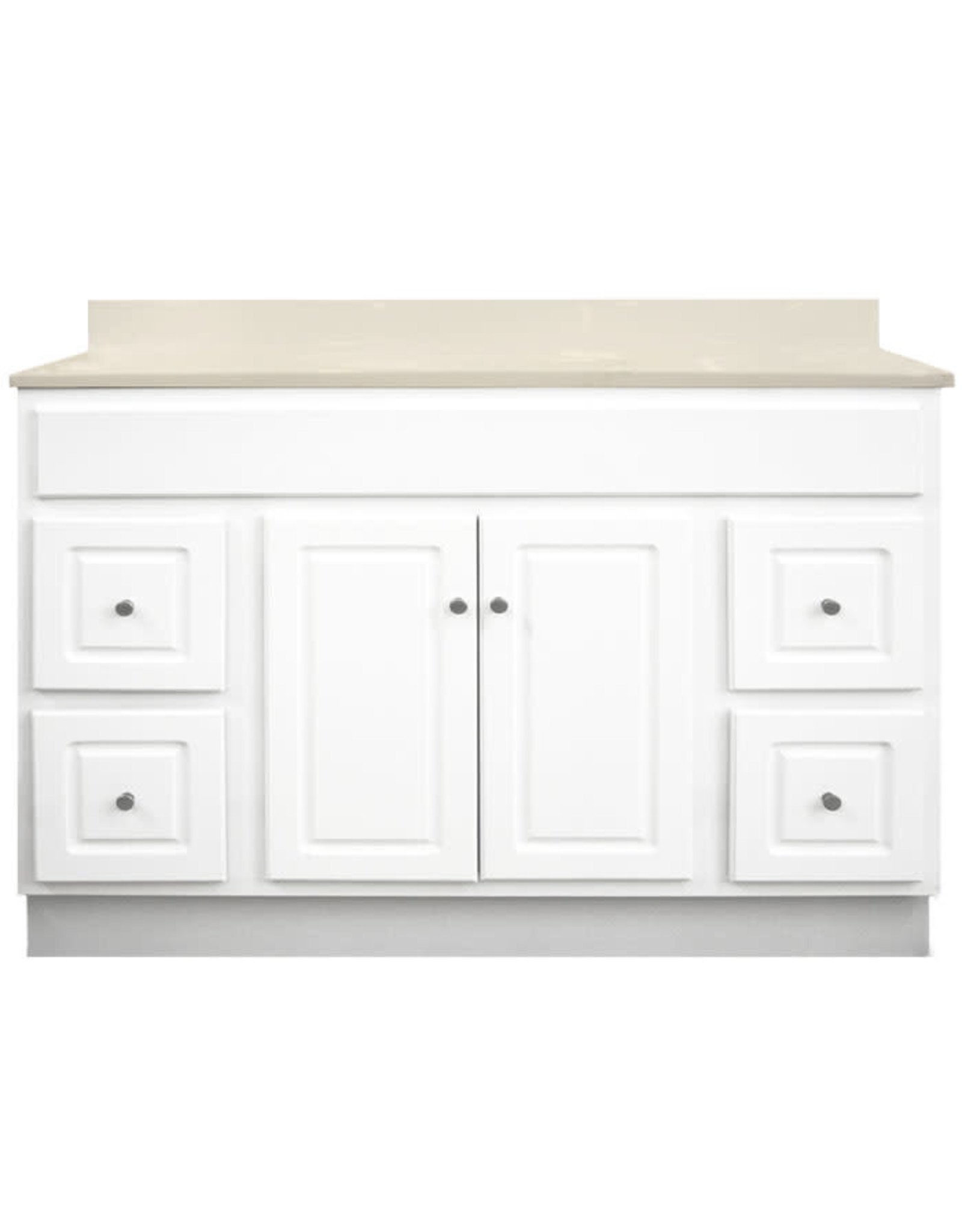 BKS Glossy White Vanity Cabinet 48"W x 18"D x 34 ½"H - 2 Doors, 4 Dra (2L,2R), Top Blank