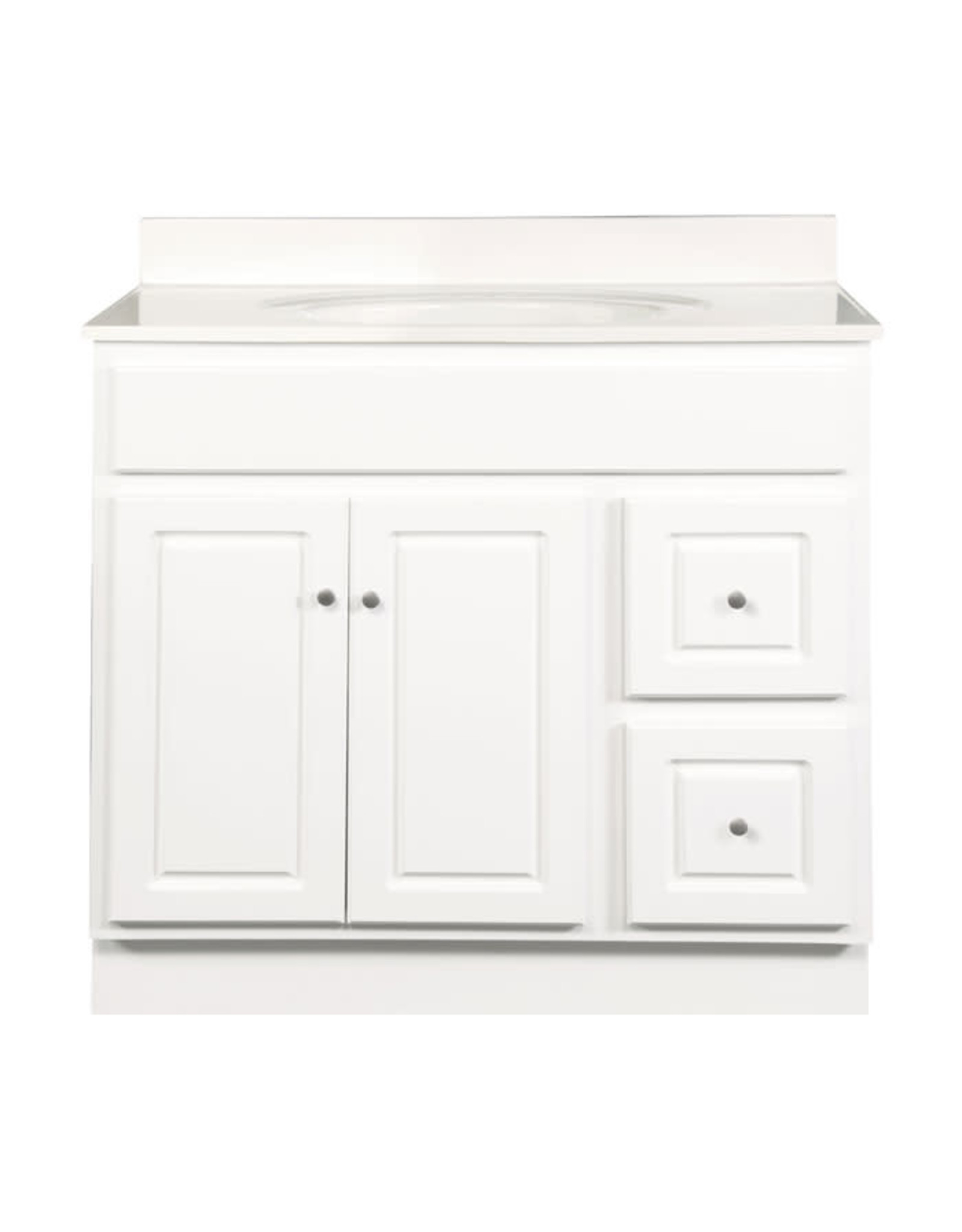 BKS Glossy White Vanity Cabinet 36"W x 21"D x 34 ½"H - 2 Doors, 2 Dra (R), Top Blank