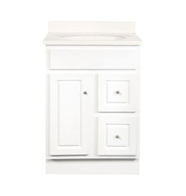 BKS Glossy White Vanity Cabinet 24"W x 21"D x 34 ½"H - 1 Door, 2 Dra (R), Top Blank