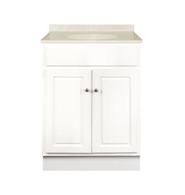 BKS Glossy White Vanity Cabinet 24"W x 21"D x 34 ½"H - 2 Doors, Top Blank