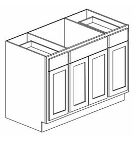 BKS Cabinet Shaker White Sink Base: 60"W x 34 ˝"H x 24"D - 4 Door, Top Blank, 2 Dwrs SB60