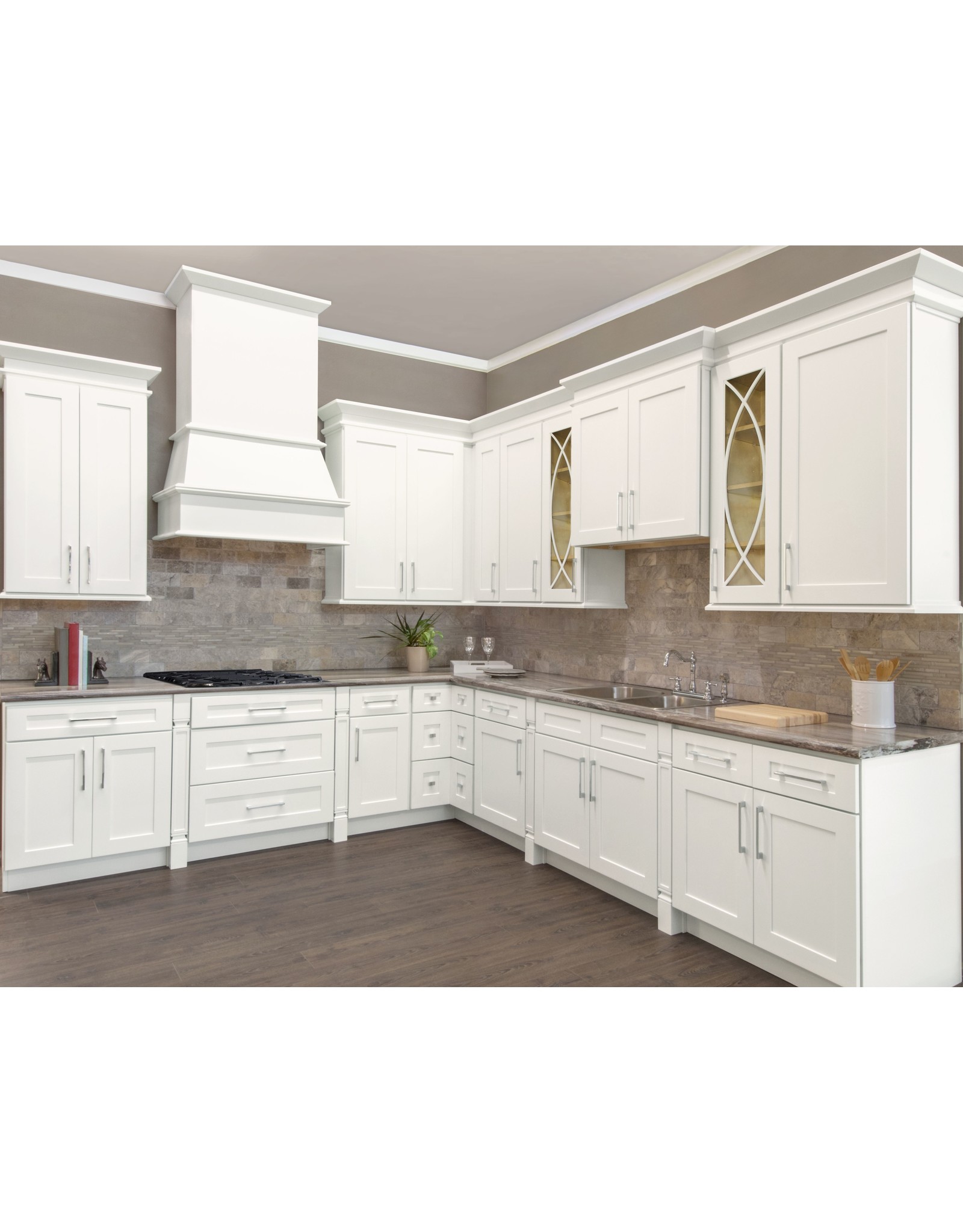 Project Source Cheyenne White 60-in W x 34.5-in H x 24.56-in D White Sink Base Ready to Assemble Cabinet (Raised Panel Square Door Style) | SB60B