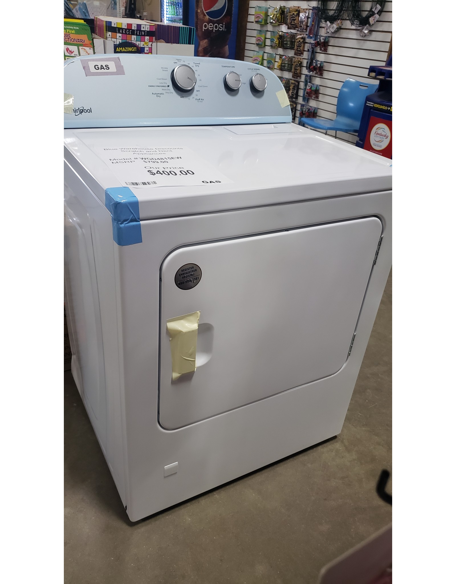 BWD Scratch & Dent Whirlpool Gas Dryer WGD4815EW