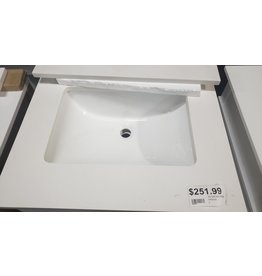 BWD 25x22 Quartz Vanity Top White W/White Basin A