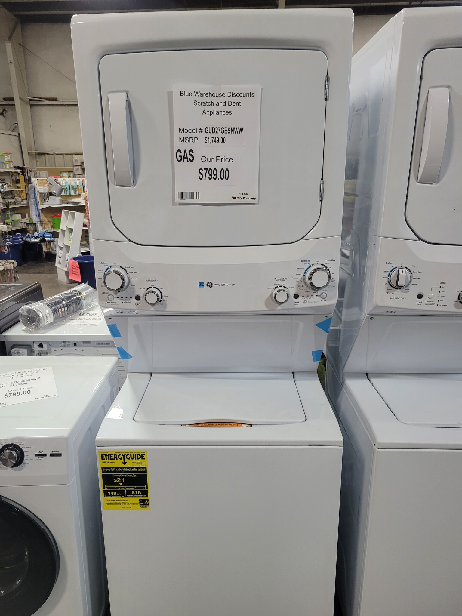Ge stackable laundry sale center