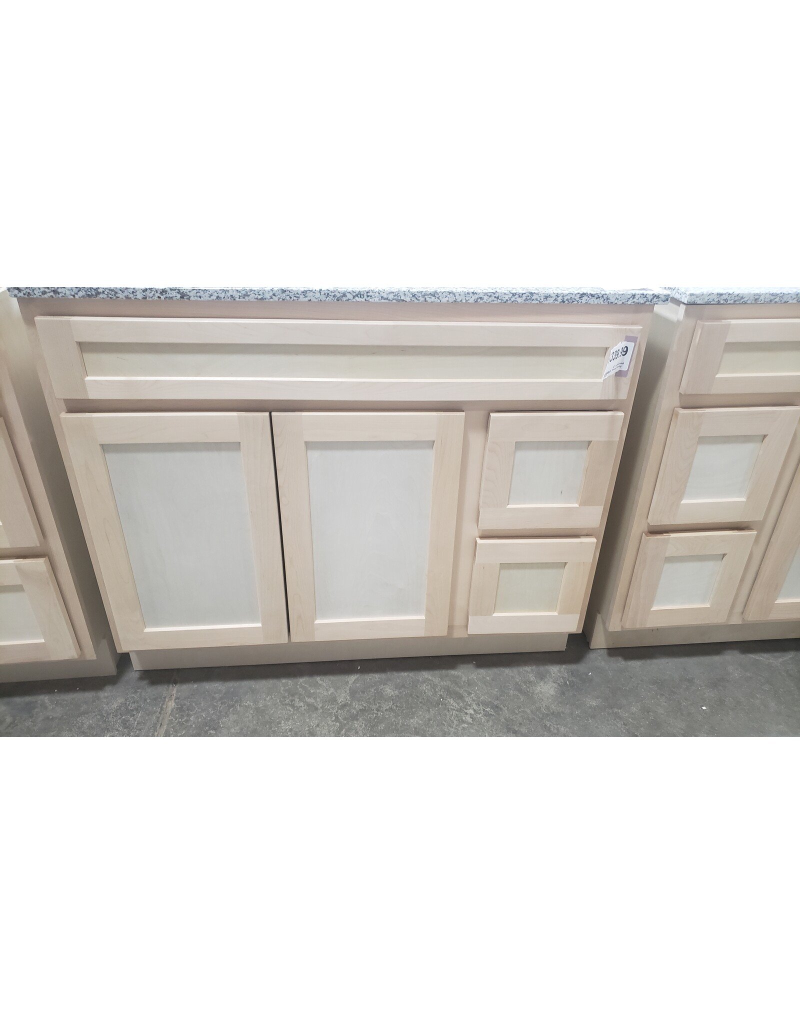 BKS Unfinished Shaker Vanity: 42"W x 21"D x 34 ½"H - 2 Doors, 2 Dra (R), Top Blank V4221D