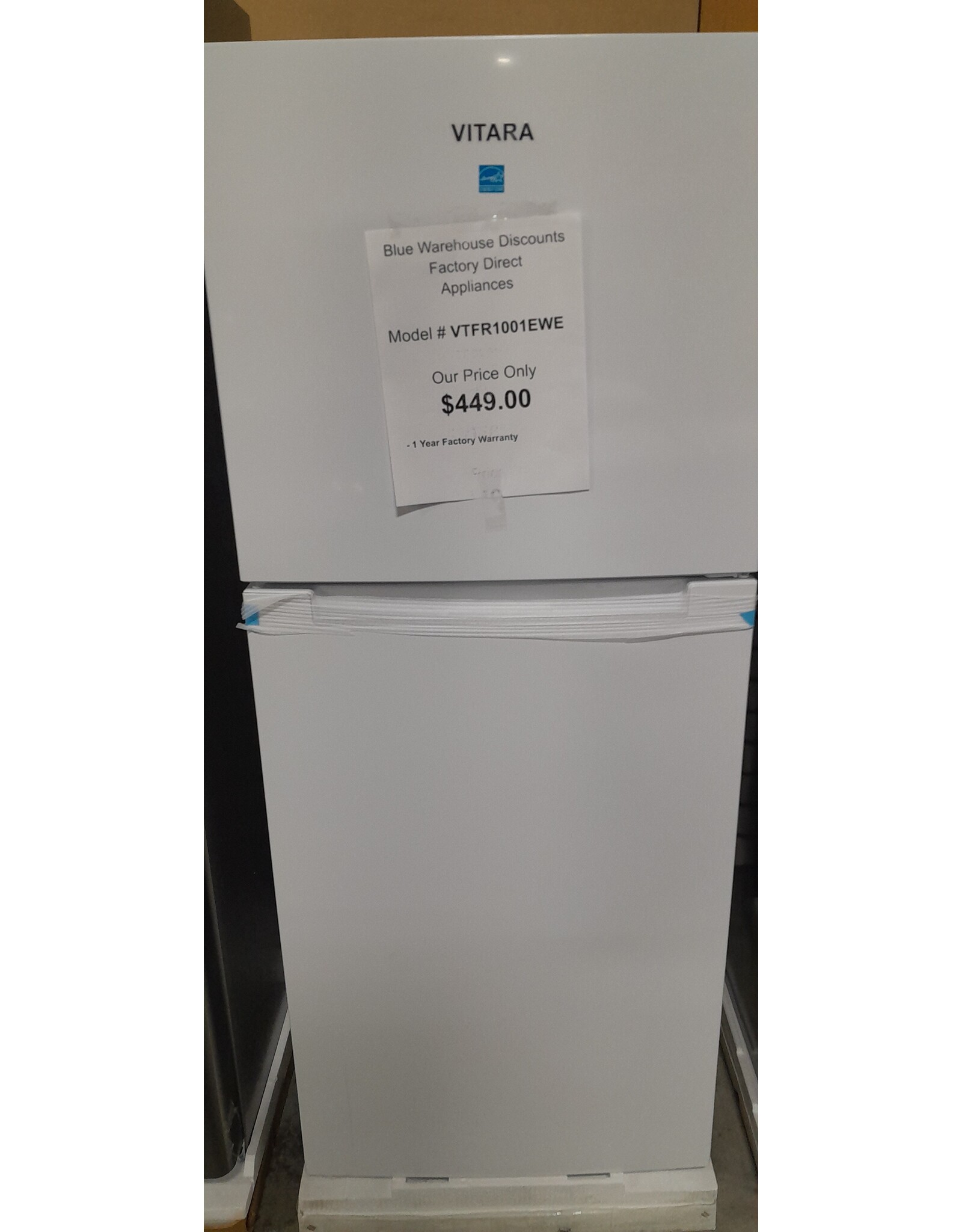 Climatic Vitara 10.1cuft Top Mount Refrigerator White NEW VTFR1001EWE