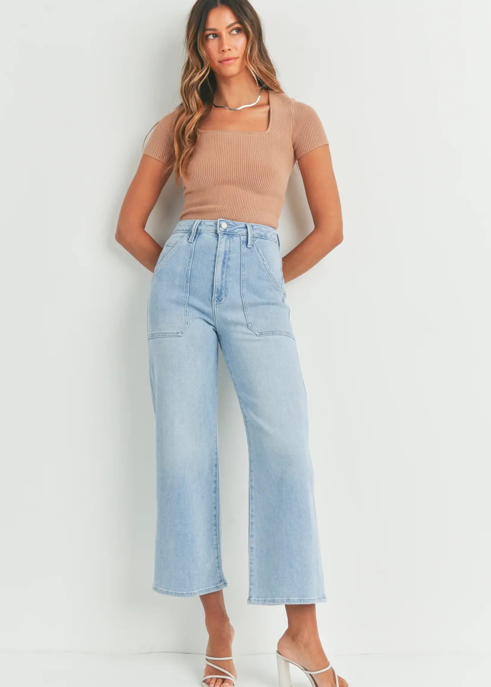 Just Black HR Cargo Pocket Wide Leg Jeans