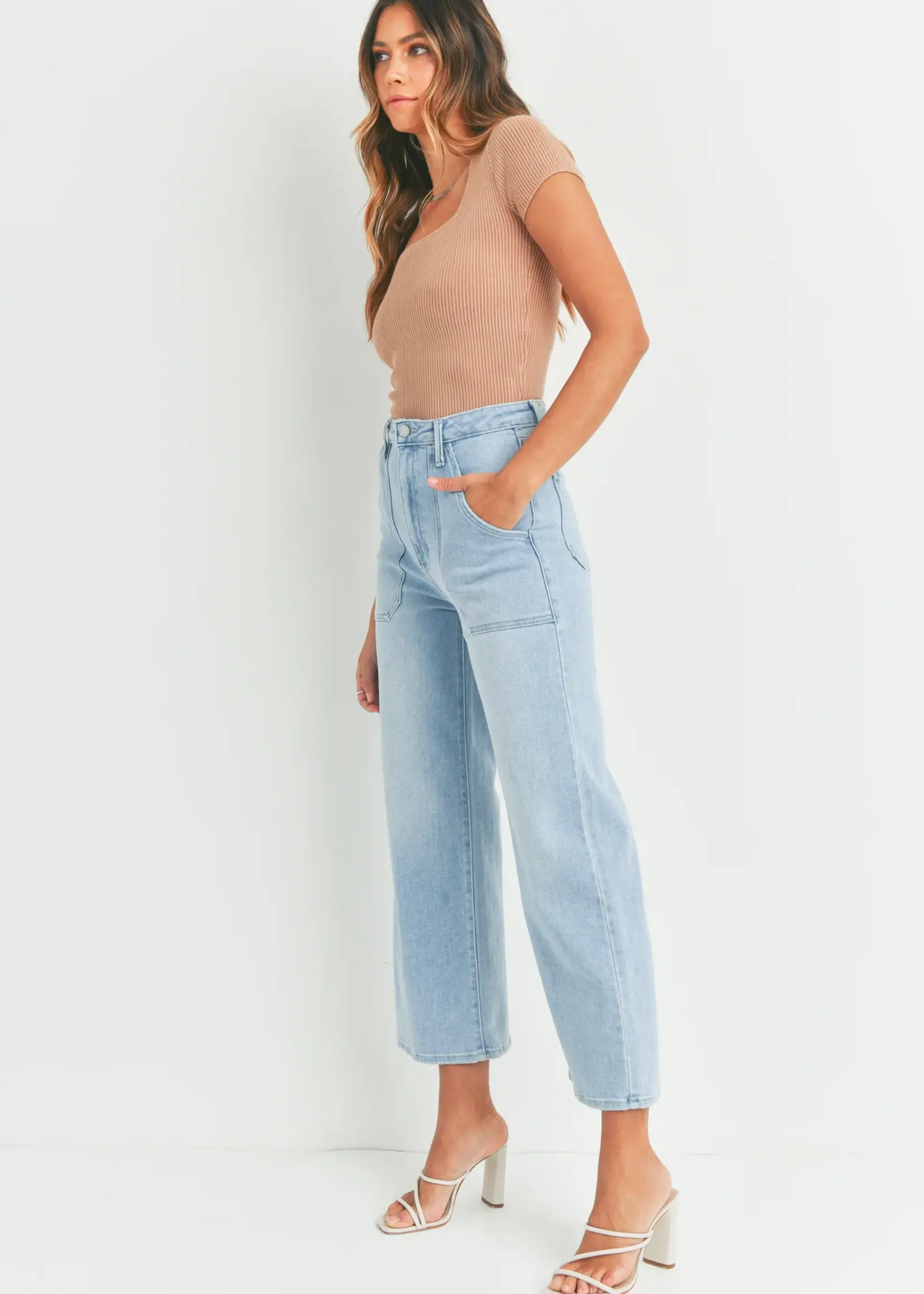 Just Black HR Cargo Pocket Wide Leg Jeans