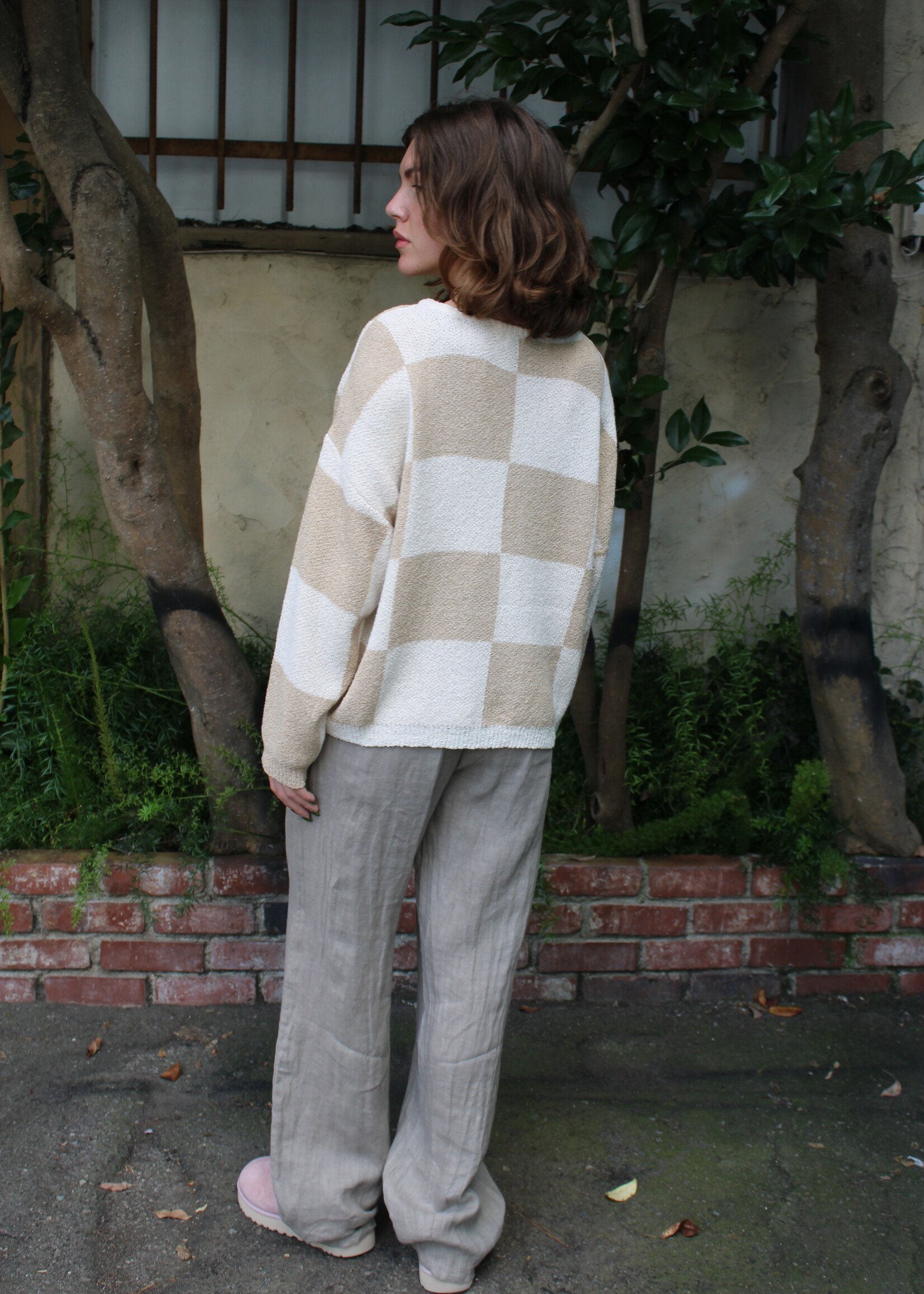Olivaceous Checkered Sweater
