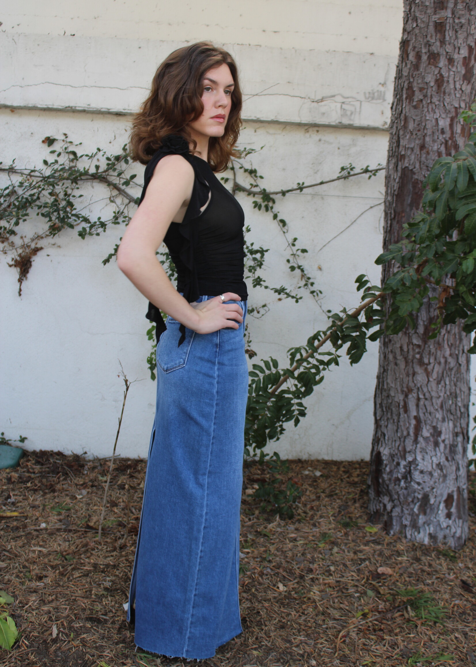 Just Black Maxi Denim Skirt