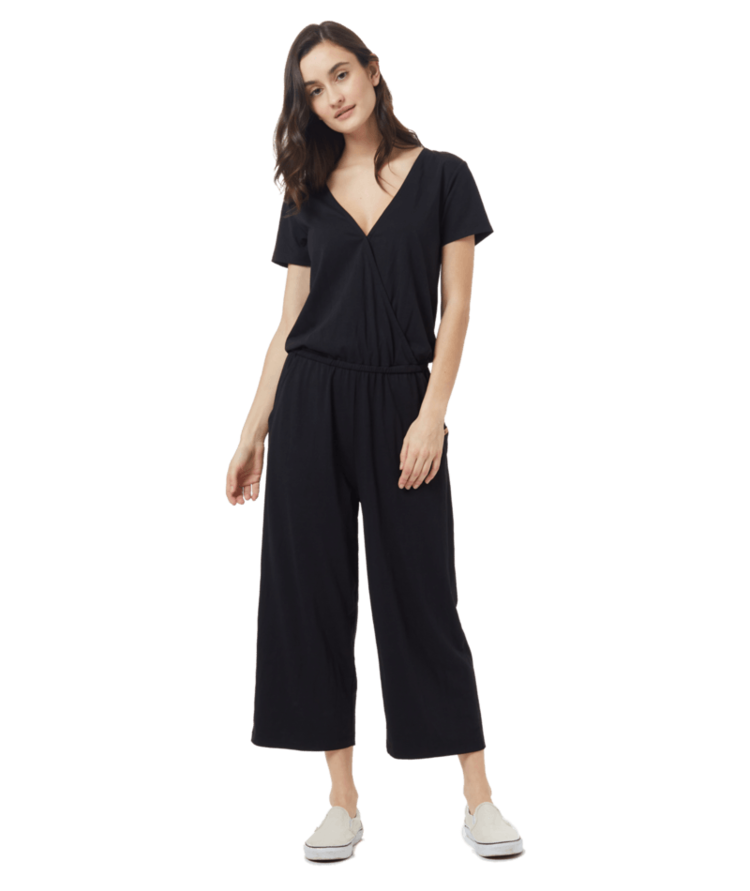 Tentree Tentree Womens BLAKELY SHORTSLEEVE KNIT JUMPSUIT | METEORITE BLACK