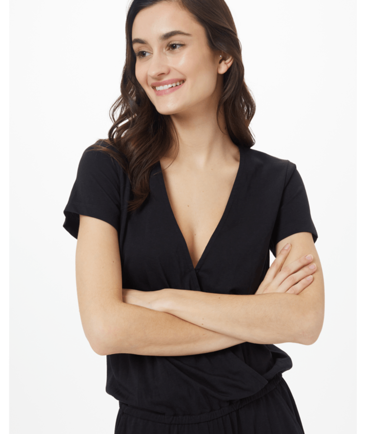 Tentree Tentree Womens BLAKELY SHORTSLEEVE KNIT JUMPSUIT | METEORITE BLACK